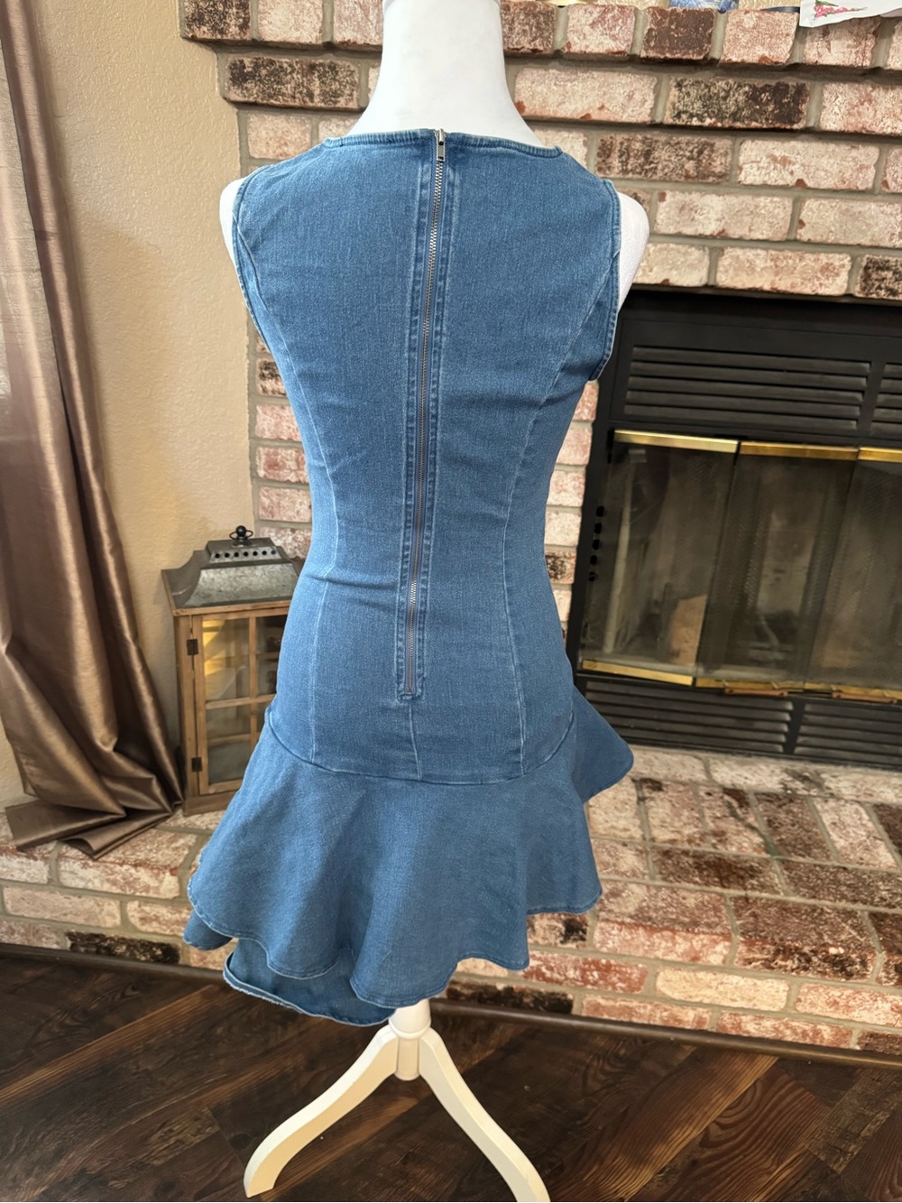 Flying Tomato Denim Ruffle Mini Dress Blue Size Small - Picture 4 of 6